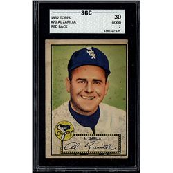 1952 Topps #70 Al Zarilla Red Back SGC 2 (30 Good)