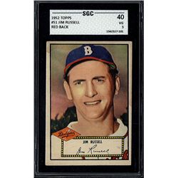 1952 Topps #51 Jim Russell Red Back SGC 3 (40 Very