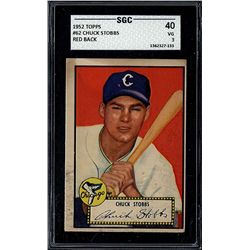 1952 Topps #62 Chuck Stobbs Red Back SGC 3 (40 Very Goo