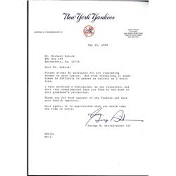 George Steinbrenner Signed Letter on Yankee Letter Head