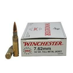 Winchester Ammo Q3130 308 Winchester/7.62 NATO FMJ 147GR - 100 Rounds - UPC # 20892201873