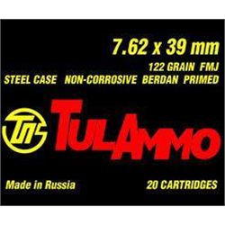 Tulammo Full Metal Jacket 122GR Steel Case 1000 Rounds-UPC # 814950010015