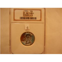 1955 Proof 66 Cameo Silver Washington Quarter Graded By ANA