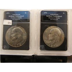 2-BU Eisenhower Dollars 1972, 1974