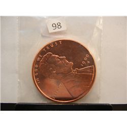 One Oz .999 Fine Copper 1909-S VDB Lincoln Cent
