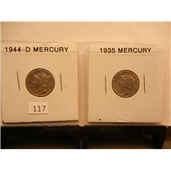 2- Mercury Dimes 1935 & 1944-D