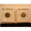 Image 1 : 2- Mercury Dimes 1936-D & 1943-D