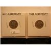 Image 1 : 2- Mercury Dimes 1937-D & 1942-S