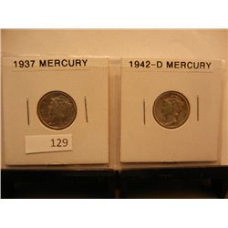 2- Mercury Dimes 1937 & 1942-D