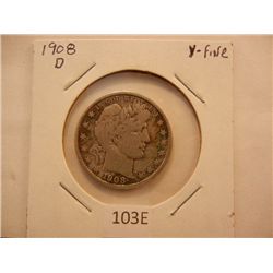 1908-D Barber Half Dollar