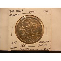 Top Secret Weapon 1991 Desert Storm Series Five Dollar Coin Hutt River Province New Quenn Isalnd Min