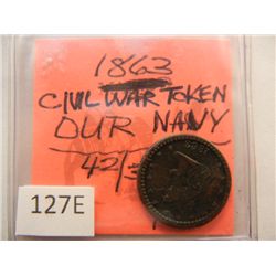 1863 Civil War Our Navy Token