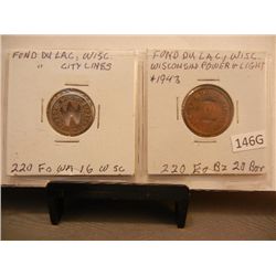 2-Transit Tokens Fond Du Lac Wisconsin