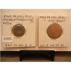 2-Transit Tokens Fond Du Lac Wisconsin