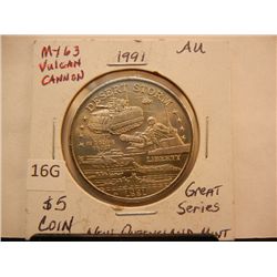 Volcan Cannon 1991 Desert Storm Series Five Dollar Coin Hutt River Province New Queen Island Mint