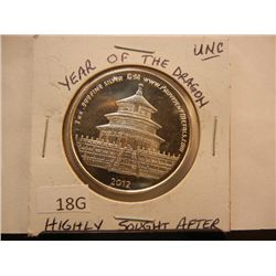 2012 Year Of The Dragon .999 Fine Silver One Troy Oz Unc.