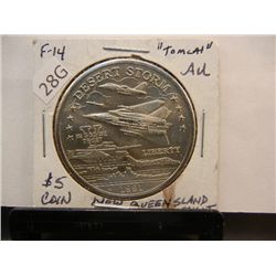 Tomcat 1991 Desert Storm Series Five Dollar Coin Hutt River Province New Queen Island Mint