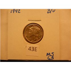 1942 Mercury Dime BU
