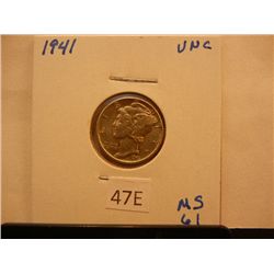 1941 Mercury Dime BU