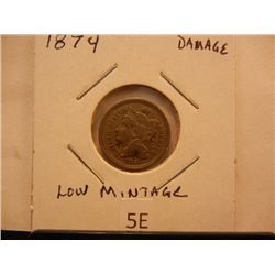 1874 Nickel Three Cent Piece Damaged