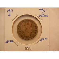 1911-S Barber Half Dollar