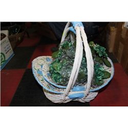PAIR OF BASKETS WITH ART. FLOWERS