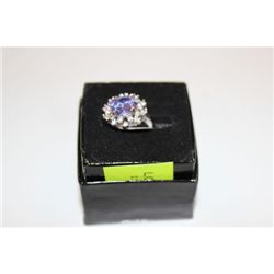 LADIES STAMPED 925 SILVER LAB PINK TOPAZ RING ON