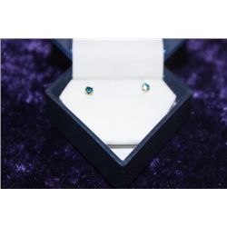 10K GOLD BLUE DIAMOND EARRINGS