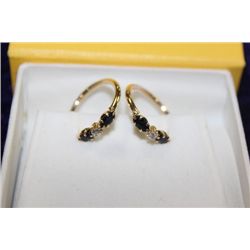 9K GOLD SAPPHIRE 1.0CT AND DIAMOND EARRINGS