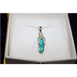 STERLING SILVER OPALITE PENDANT WITH CHAIN