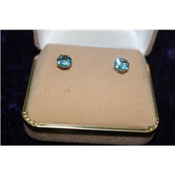 10K GOLD BLUE TOPAZ EARRINGS