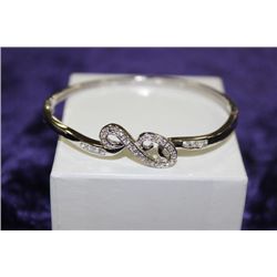STERLING SILVER CUBIC ZIRCONIA BANGLE