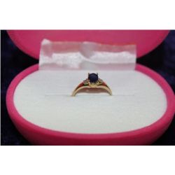10K GOLD SAPPHIRE 0.60CT  AND DIAMOND RING