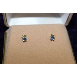 14K GOLD HEART AND SAPPHIRE EARRINGS