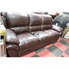 Image 1 : NEW LEATHER POWER RECLINING SOFA, BROWN
