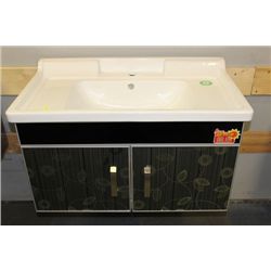 NEW BLACK AND GREY LEAF DESIGN BATHROOM VANITY