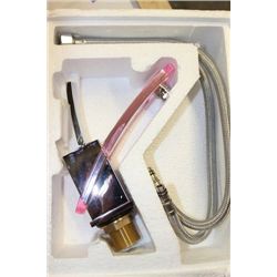 (2156) PINK GLASS BATHROOM FAUCET
