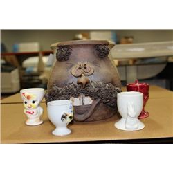DECORATIVE POT W/ EGG CUP