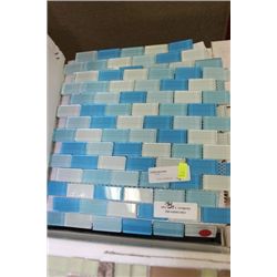 BLUE AND WHITE GLASS MOSAIC TILE X11 SQ FT