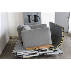 OFFICE PORTABLE PARTITION W/ 2 GREY CHAIRS