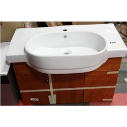 WOOD FLOATING VANITY W CERAMIC SINK