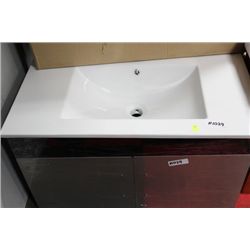 1029 BLACK AND SILVER FLOATING VANITY W CERAMIC