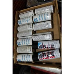 BOX OF VINTAGE OUTBOARD MOTOR OIL AND TIRE