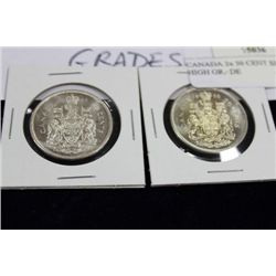 2 CANADIAN  50 CENT SILVER 1964-66, HIGH GRADE
