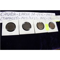 4 CANADA NFLD. LARGE 1CENT, 1896-1936