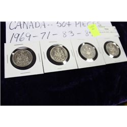 4 CANADA  50 CENT COINS 1969,71,83,84