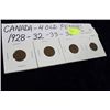 Image 1 : 4 CANADA  1 CENT COINS , 1928,32,33,36