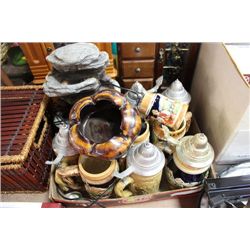 TRAY OF RARE VINTAGE AUTHENTIC GERMAN BEER STEINS