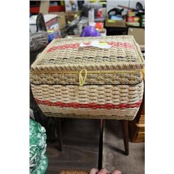 STANDING SEWING BOX W/ CONTENTS