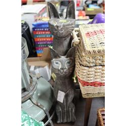 2 DECORATIVE WOODEN CATS